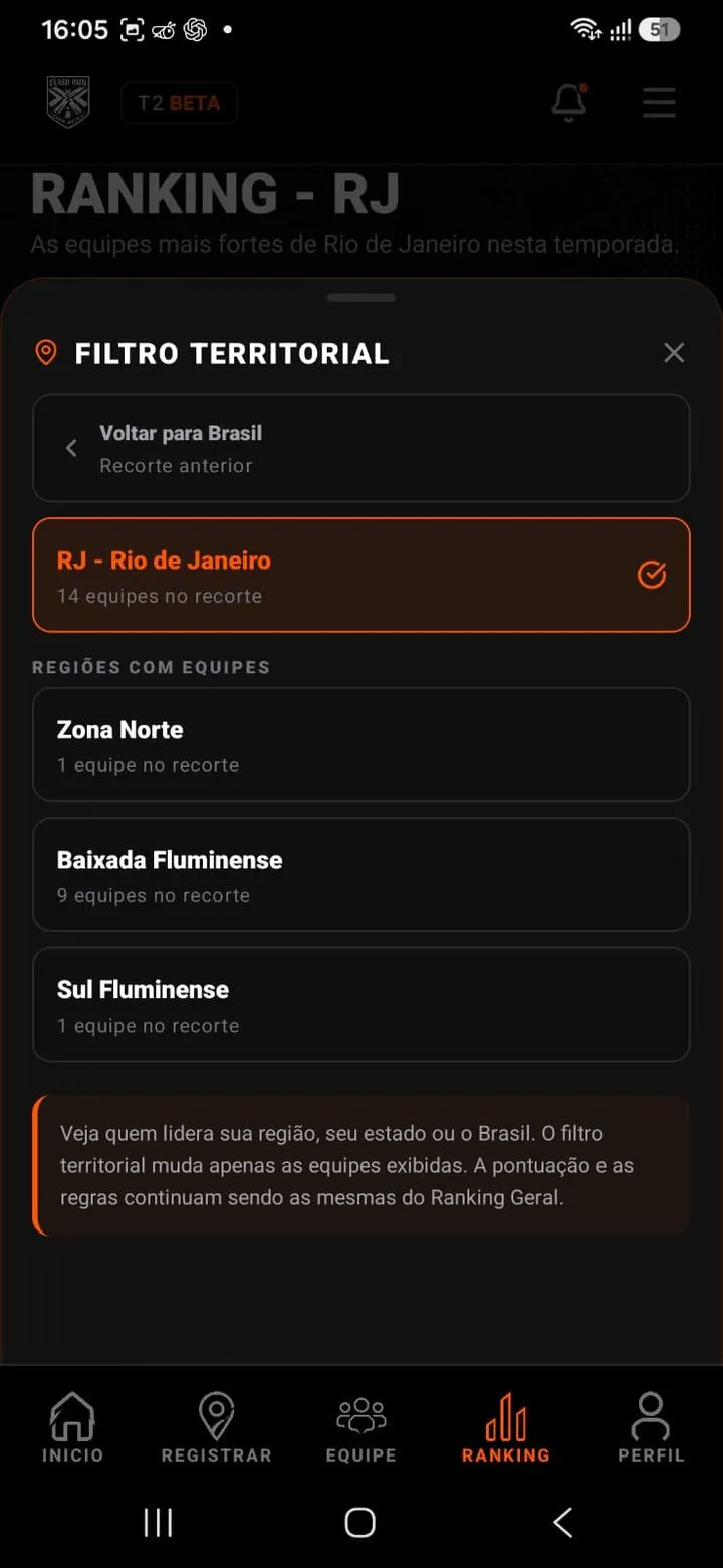 Filtro territorial no app ClashRun